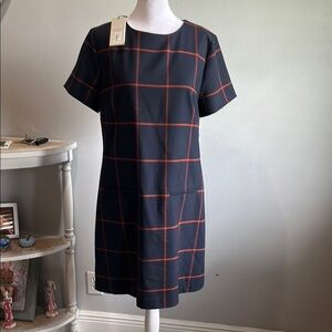 [HOBBS] Navy Blue and Red Plaid Dress - Size 8 NWT